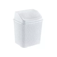   Rattan hatású fürdőszobai billenőfedeles szemetes Fehér 6L