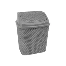   Rattan hatású fürdőszobai billenőfedeles szemetes Szürke 6L