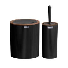 Kerek fürdőszobai szemetes + WC kefe szett Fekete