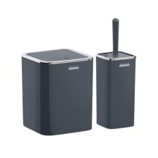 Szögletes fürdőszobai szemetes + WC kefe szett Antracit