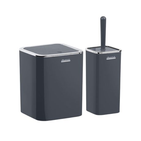 Szögletes fürdőszobai szemetes + WC kefe szett Antracit