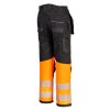 Portwest PW307 PW3 Hi-Vis Class 1 lengőzsebes nadrág narancs-fekete