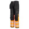 Portwest PW307 PW3 Hi-Vis Class 1 lengőzsebes nadrág narancs-fekete