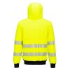 Portwest PW327 PW3 Hi-Vis cipzáras kapucnis pulóver sárga-fekete
