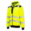 Portwest PW327 PW3 Hi-Vis cipzáras kapucnis pulóver sárga-fekete