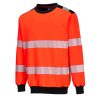 Portwest PW379 PW3 Hi-Vis környakú pulóver piros-fekete