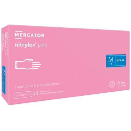 Mercator Nitrylex Pink púdermentes nitril vizsgálókesztyű pink 100db