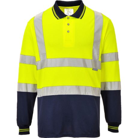 Portwest S279 Hi-Vis kéttónusú pólóing sárga-tengerészkék