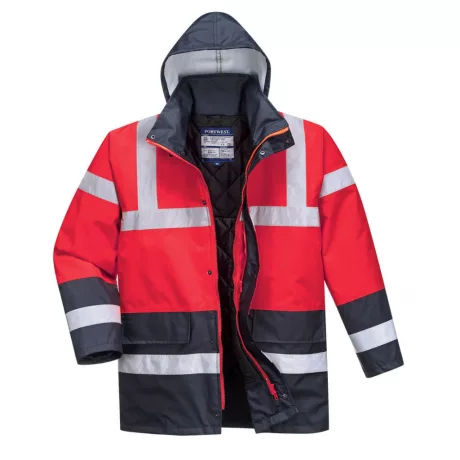Portwest S466 Hi-Vis kéttónusú traffic télikabát piros-tengerészkék