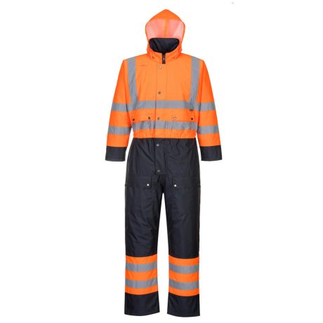 Portwest S485 Hi-Vis Contrast vízálló bélelt overál narancs-tengerészkék
