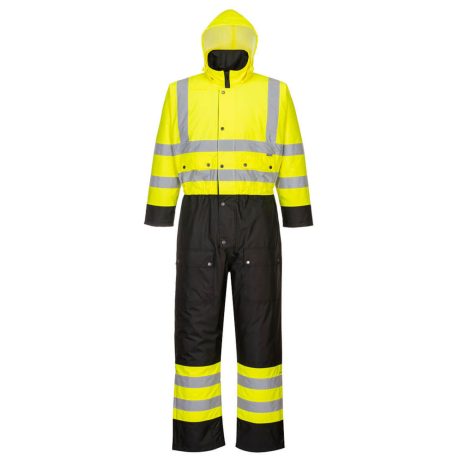 Portwest S485 Hi-Vis Contrast vízálló bélelt overál sárga-fekete