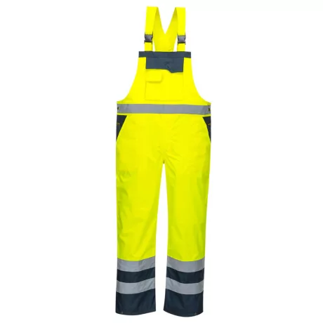Portwest S488 Hi-Vis kantáros esőnadrág sárga-tengerészkék