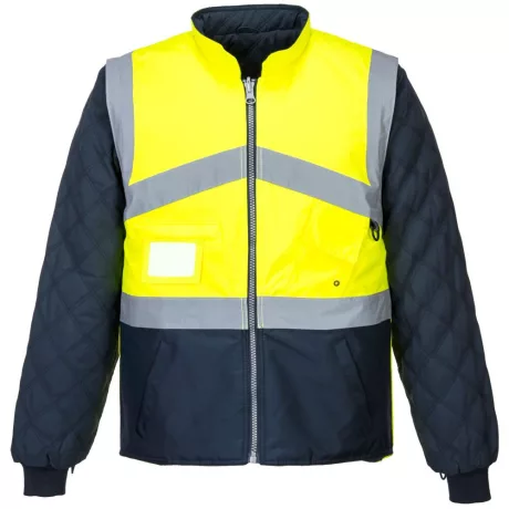 Portwest S769 Hi-Vis 2 az 1-ben kifordítható kéttónusú kabát sárga-tengerészkék