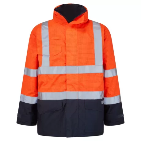 Portwest S779 Bizflame Hi-Vis lángálló esőkabát narancs-tengerészkék