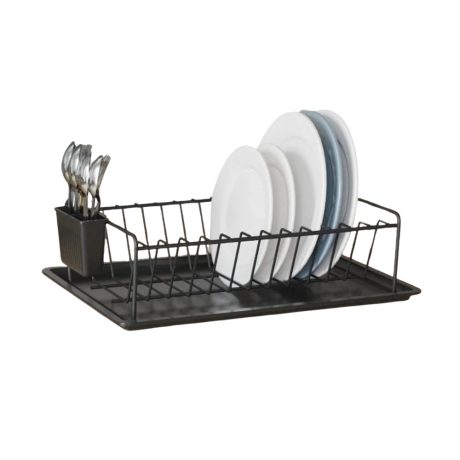 Rozsdamentes acél edényszárító csepegtetőtálcával közepes