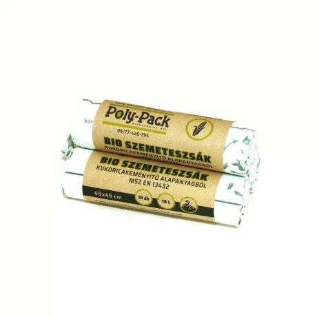 Poly-Pack lebomló PLA szemeteszsák 10L - 45*45cm, 10db/tek