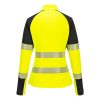 Portwest T173 PW3 Hi-Vis női 1/4 cipzáras pulóver sárga-fekete