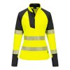 Portwest T173 PW3 Hi-Vis női 1/4 cipzáras pulóver sárga-fekete