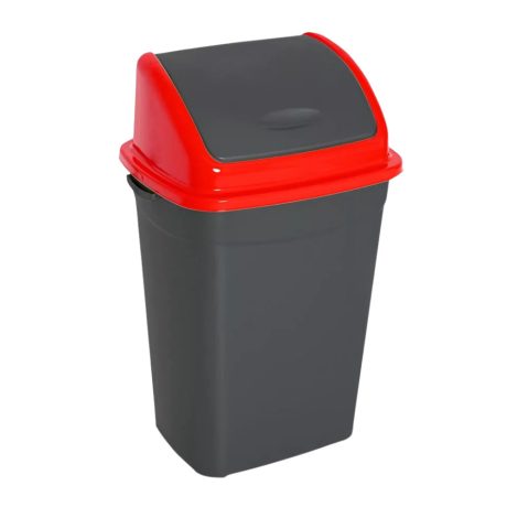 Billenőfedeles szelektív hulladékgyűjtő szemetes Antracit-Piros 50L