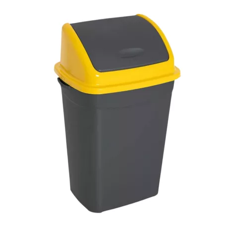 Billenőfedeles szelektív hulladékgyűjtő szemetes Antracit-Sárga 50L