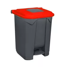   Pedálos szelektív hulladékgyűjtő szemetes nyomófedeles nyílással Antracit-Piros 50L