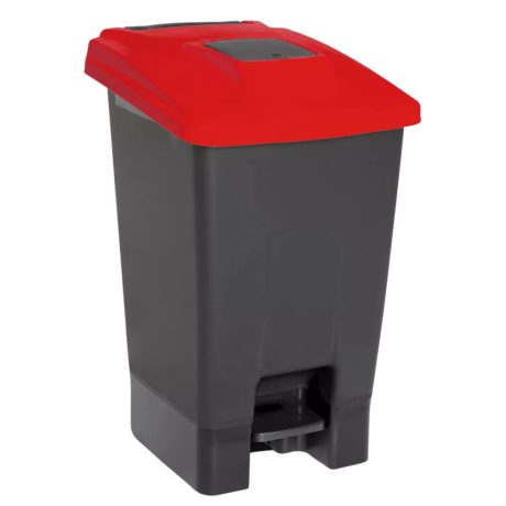 Pedálos szelektív hulladékgyűjtő szemetes nyomófedeles nyílással Antracit-Piros 100L