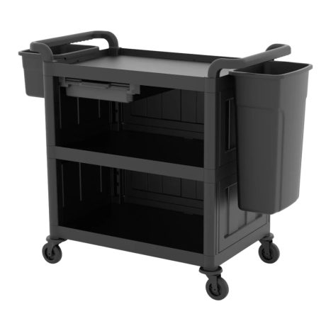 Szervizkocsi műanyag vázzal, félig zárt, tárolókkal