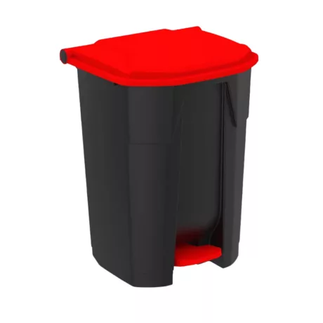 Pedálos szelektív hulladékgyűjtő szemetes Fekete-Piros 50L