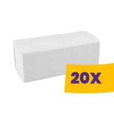   V hajtogatott kéztörlő - 2 rétegű, hófehér, 150 lap (Karton - 20 csomag)