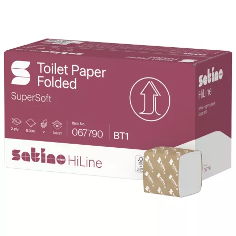 Satino by Wepa HiLine hajtogatott toalettpapír - 2 rétegű, hófehér, 300 lap (Karton - 30 csomag)