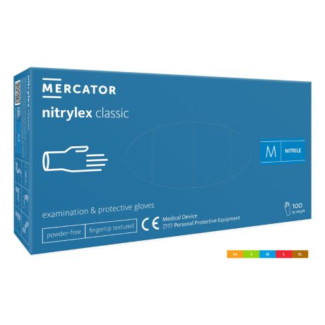 Mercator Nitrylex Classic Blue púdermentes nitril vizsgálókesztyű kék 100db