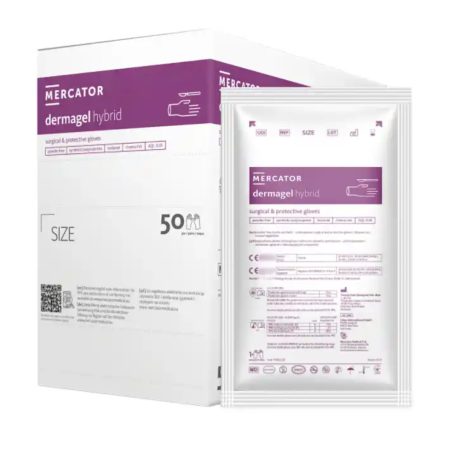 Mercator Dermagel Hybrid steril sebészeti púdermentes szintetikus kesztyű általános eljárásokhoz 50 pár