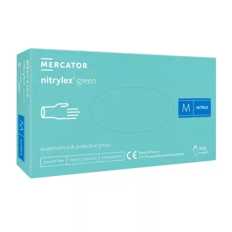 Mercator Nitrylex Green biológiailag lebomló púdermentes nitril vizsgálókesztyű mentazöld 100db