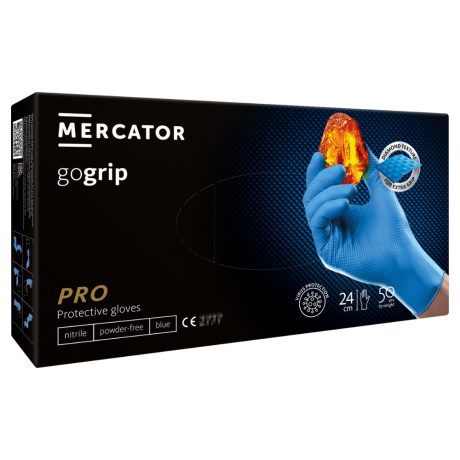 Mercator GoGrip Blue púdermentes nitril védőkesztyű kék 50db