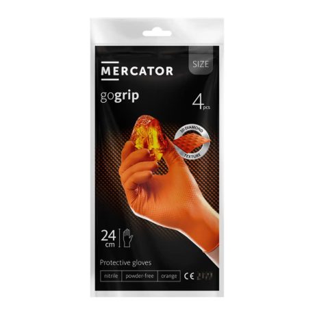 Mercator GoGrip Orange púdermentes nitril védőkesztyű narancssárga 4db