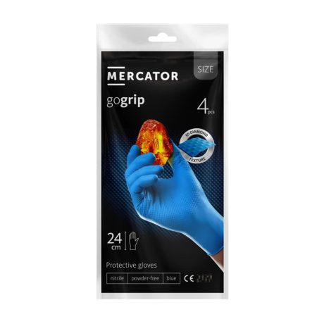 Mercator GoGrip Blue púdermentes nitril védőkesztyű kék 4db