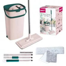   YORK Handy lapos felmosó mop vödörrel és kinyomóval, teleszkópos nyéllel